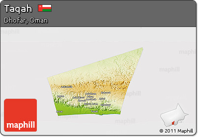 Physical Panoramic Map of Taqah, cropped outside