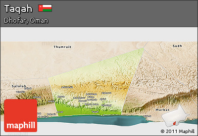 Physical Panoramic Map of Taqah, satellite outside