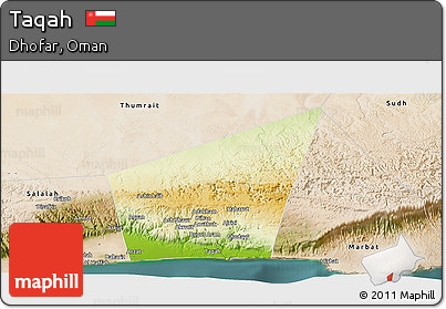 Physical Panoramic Map of Taqah, satellite outside