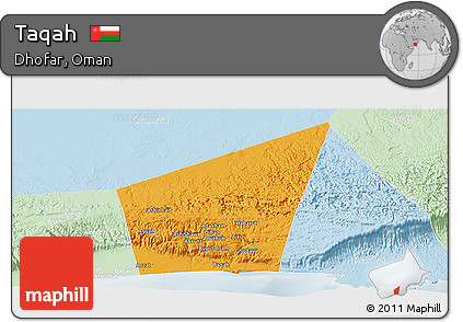 Political Panoramic Map of Taqah, lighten