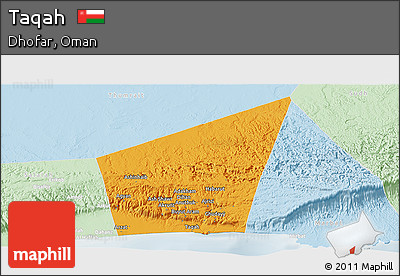 Political Panoramic Map of Taqah, lighten