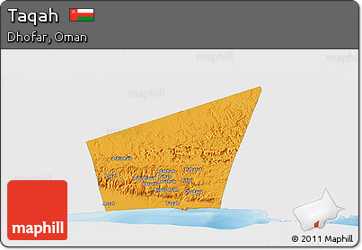 Political Panoramic Map of Taqah, single color outside