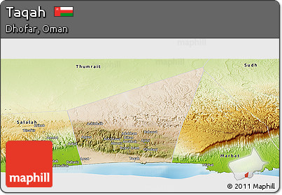 Satellite Panoramic Map of Taqah, physical outside