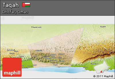 Satellite Panoramic Map of Taqah, physical outside