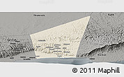 Shaded Relief Panoramic Map of Taqah, darken, semi-desaturated