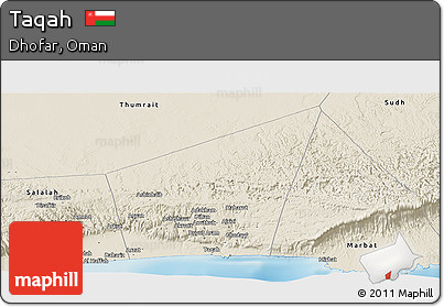 Shaded Relief Panoramic Map of Taqah