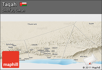 Shaded Relief Panoramic Map of Taqah
