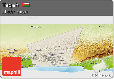 Shaded Relief Panoramic Map of Taqah, physical outside