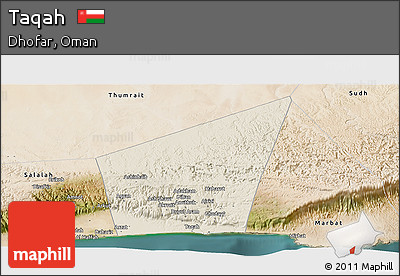 Shaded Relief Panoramic Map of Taqah, satellite outside