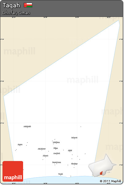 Classic Style Simple Map of Taqah, single color outside