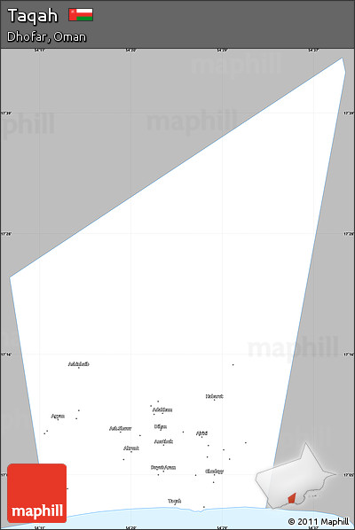 Gray Simple Map of Taqah, single color outside