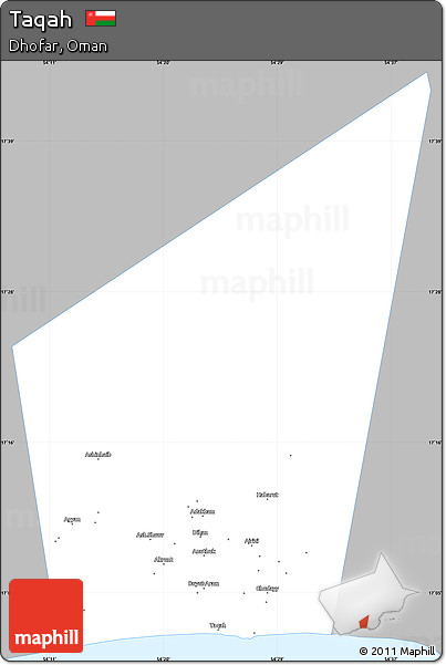 Gray Simple Map of Taqah, single color outside