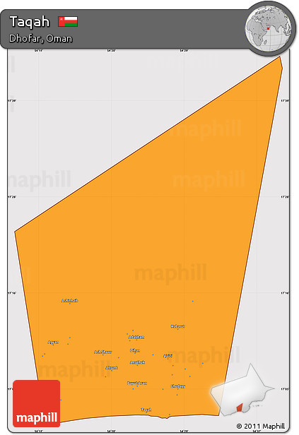 Political Simple Map of Taqah, cropped outside