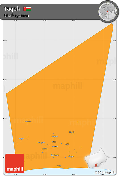 Political Simple Map of Taqah, single color outside
