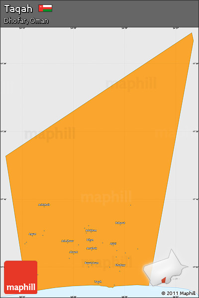 Political Simple Map of Taqah, single color outside