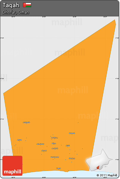 Political Simple Map of Taqah, single color outside
