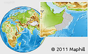 Gray Location Map of Oman, physical outside