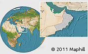 Gray Location Map of Oman, satellite outside