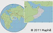 Gray Location Map of Oman, savanna style outside