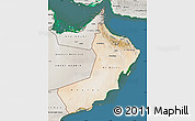 Satellite Map of Oman, semi-desaturated, land only