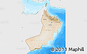 Satellite Map of Oman, single color outside, bathymetry sea