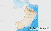 Satellite Map of Oman, single color outside, bathymetry sea, shaded relief sea