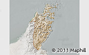 Satellite 3D Map of Musandam, lighten, semi-desaturated