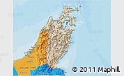 Satellite 3D Map of Musandam, political outside