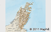 Satellite 3D Map of Musandam, shaded relief outside