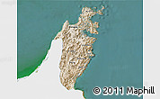 Satellite 3D Map of Musandam, single color outside