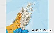 Shaded Relief 3D Map of Musandam, political shades outside