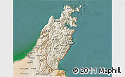 Shaded Relief 3D Map of Musandam, satellite outside
