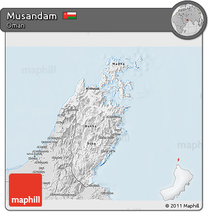 Silver Style 3D Map of Musandam