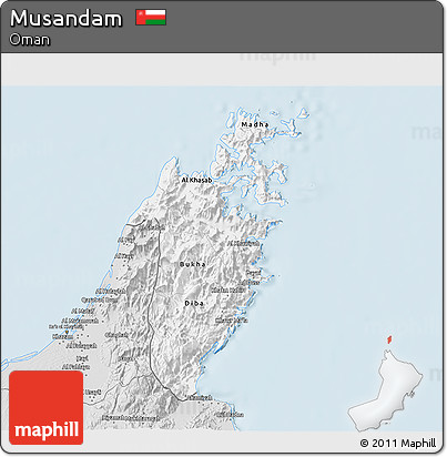 Silver Style 3D Map of Musandam