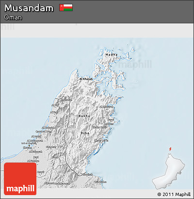 Silver Style 3D Map of Musandam