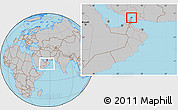 Gray Location Map of Al Khasab, within the entire country