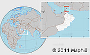 Gray Location Map of Al Khasab, highlighted country, within the entire country