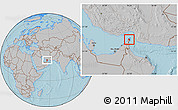 Gray Location Map of Al Khasab, hill shading