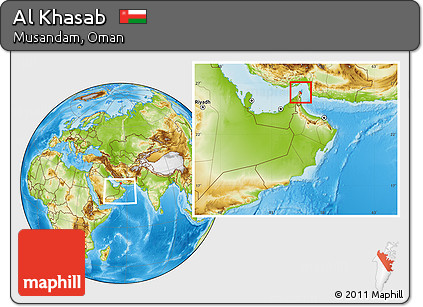Physical Location Map of Al Khasab, within the entire country