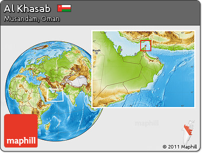 Physical Location Map of Al Khasab, within the entire country
