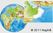 Physical Location Map of Al Khasab, highlighted country, within the entire country