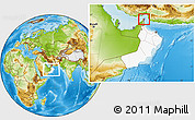 Physical Location Map of Al Khasab, highlighted country, highlighted parent region, within the entire country