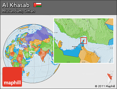 Political Location Map of Al Khasab
