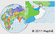 Political Location Map of Al Khasab, highlighted country, within the entire country