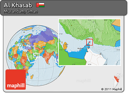 Political Location Map of Al Khasab, highlighted country