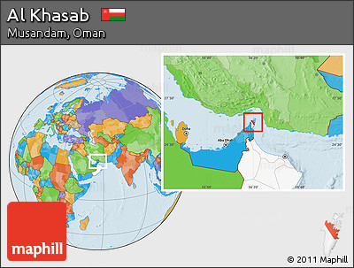 Political Location Map of Al Khasab, highlighted country