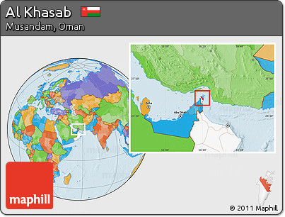 Political Location Map of Al Khasab, highlighted country