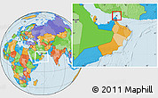 Political Location Map of Al Khasab, highlighted parent region, within the entire country