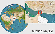 Satellite Location Map of Al Khasab, highlighted country