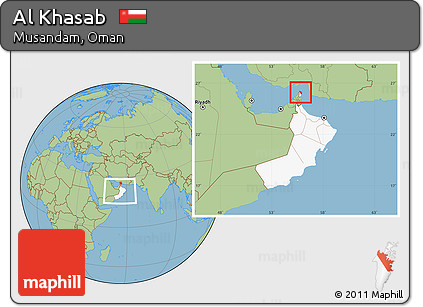 Savanna Style Location Map of Al Khasab, highlighted country, within the entire country